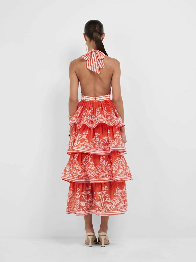 Sheike Ravello Palm Dress Red and White Size 12 - 12 / Red - Dresses