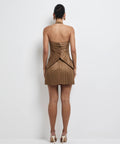 Sheike Soraya Pleated Mini Dress in Brown - 6 / Brown - Dresses