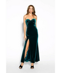 Sheike Strapless Emerald Velvet Gown - 8 / Green - Dresses