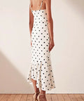 Shona Joy Abigail Trumpet Midi Black & White Polka Dot Size 10 - 10 / Multi - Dresses