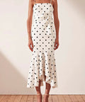 Shona Joy Abigail Trumpet Midi Black & White Polka Dot Size 10 - 10 / Multi - Dresses