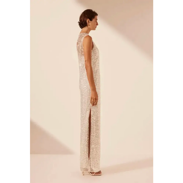 Shona Joy Asteri High Neck Maxi Dress Silver - Dresses
