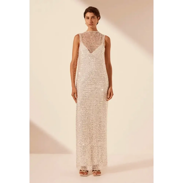 Shona Joy Asteri High Neck Maxi Dress Silver - Dresses