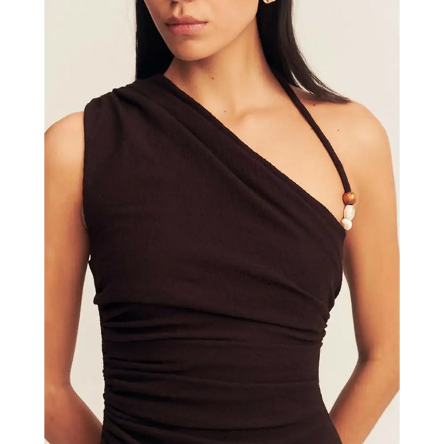 Shona Joy Beau Gathered Asymmetrical Midi Dress - Dresses