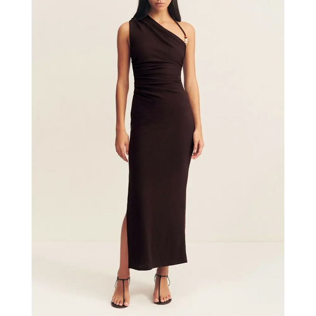 Shona Joy Beau Gathered Asymmetrical Midi Dress - Dresses