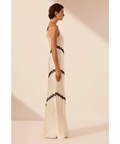 Shona Joy Camille Lace Asymmetrical Maxi Dress in Cream/Black Size 10 - 10 / Multi - Dresses