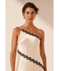 Shona Joy Camille Lace Asymmetrical Maxi Dress in Cream/Black Size 10 - 10 / Multi - Dresses