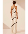 Shona Joy Camille Lace Asymmetrical Maxi Dress in Cream/Black Size 10 - 10 / Multi - Dresses