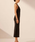 Shona Joy Camille Lace Cross Back Midi Dress - 12 / Black - Dresses