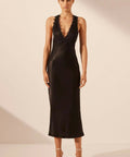 Shona Joy Camille Lace Cross Back Midi Dress - 12 / Black - Dresses
