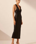 Shona Joy Camille Lace Cross Back Midi Dress - 12 / Black - Dresses