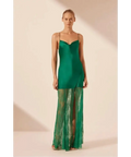 Shona Joy Elle Silk Lace Cowl Maxi Dress Emerald Green - Dresses