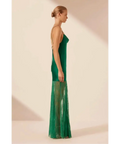 Shona Joy Elle Silk Lace Cowl Maxi Dress Emerald Green - Dresses