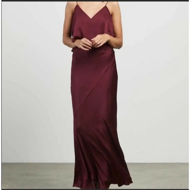 Shona Joy Garnet Bias Frill Slip Maxi Dress - 8 / Red - Dresses