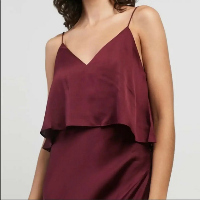 Shona Joy Garnet Bias Frill Slip Maxi Dress - 8 / Red - Dresses