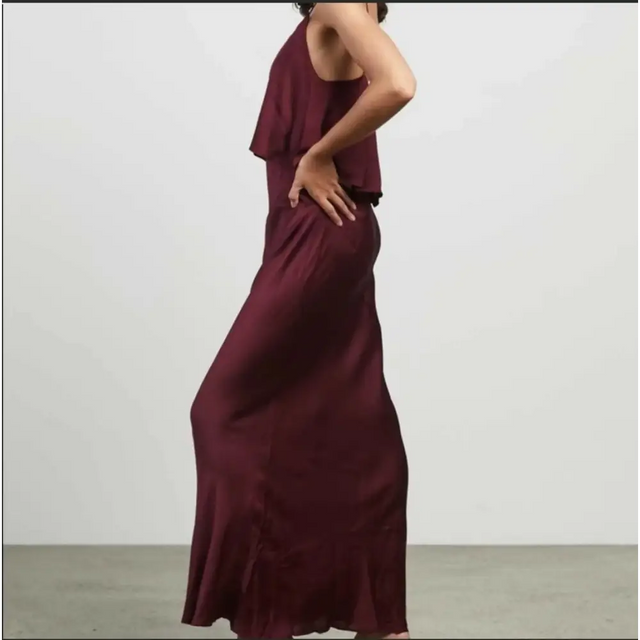 Shona Joy Garnet Bias Frill Slip Maxi Dress - 8 / Red - Dresses