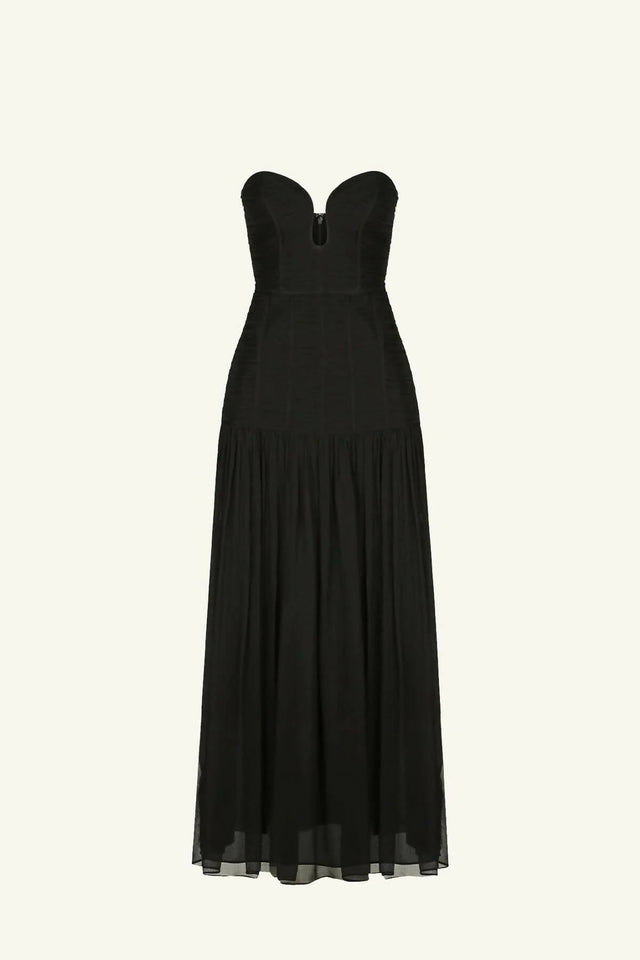 Shona Joy Isola Strapless Ruched Midi Dress - Black