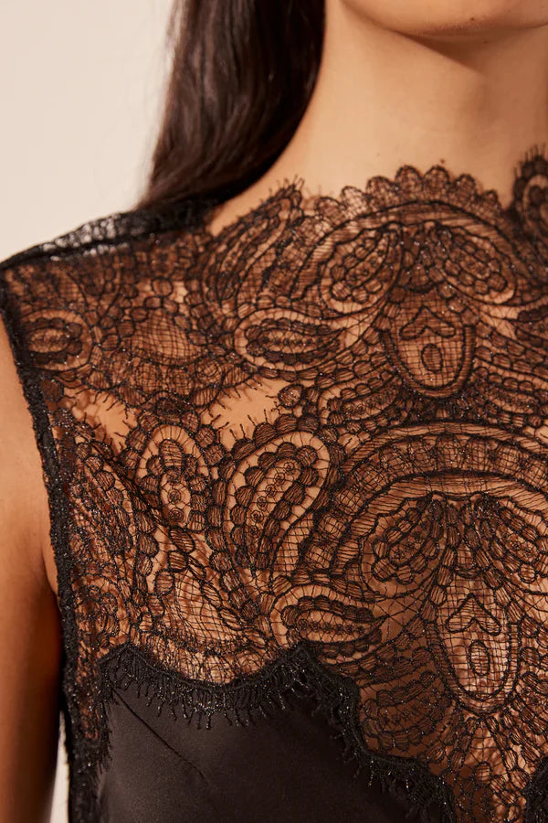 Shona Joy jamila lace high neck maxi dress black 6 / Black Dresses