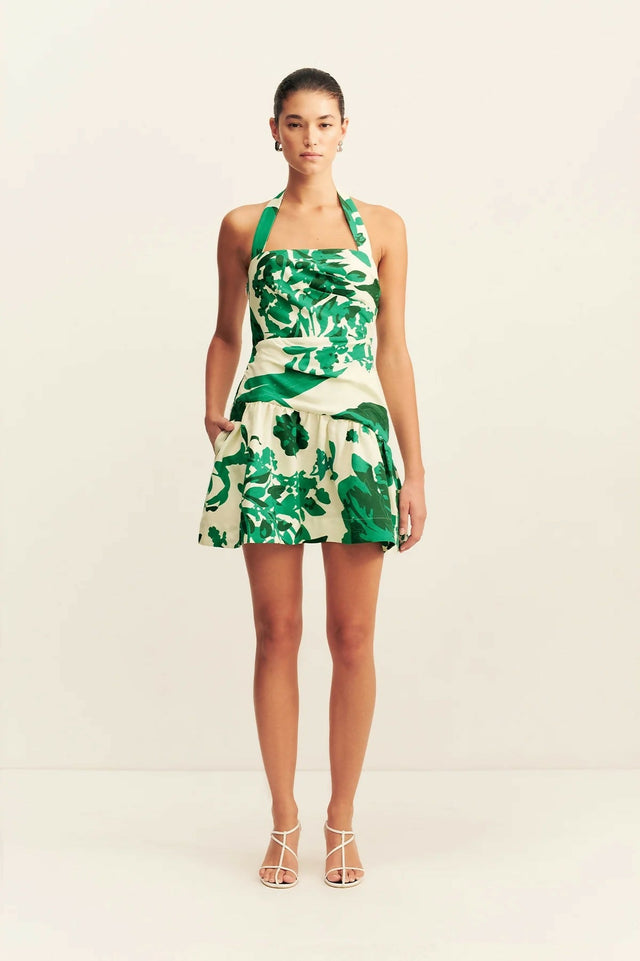 Shona Joy Joni Halter Mini - 8 / Green - Dresses