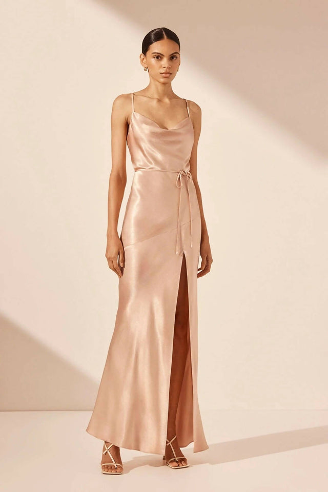 Shona Joy - Shona Joy La Lune Bias Cowl Maxi Dress - Desert Rose