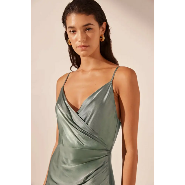 Shona Joy La Lune Cross Draped Maxi Dress - 8 / Olive - Dresses