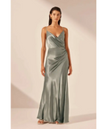 Shona Joy La Lune Cross Draped Maxi Dress - 8 / Olive - Dresses