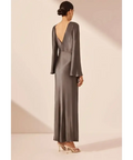 Shona Joy La Lune Flared Sleeve Side Split Midi Dress - Graphite Grey size 8 - 8 / Gray - Dresses