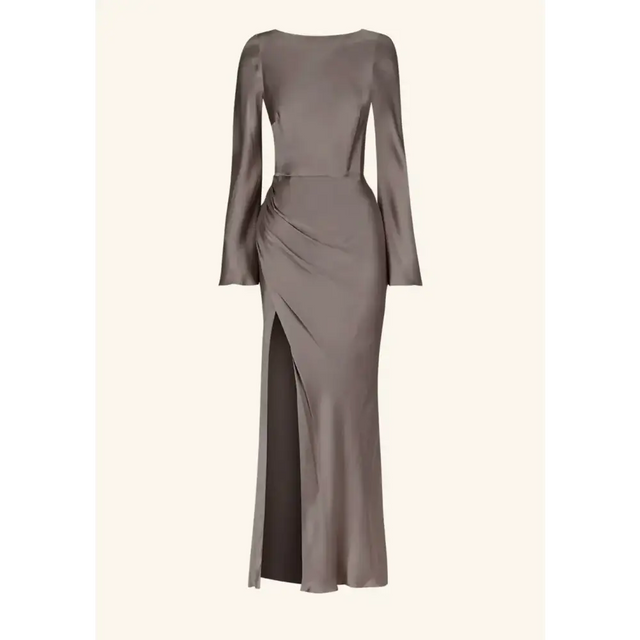 Shona Joy La Lune Flared Sleeve Side Split Midi Dress - Graphite Grey size 8 - 8 / Gray - Dresses