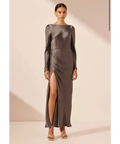 Shona Joy La Lune Flared Sleeve Side Split Midi Dress - Graphite Grey size 8 - 8 / Gray - Dresses