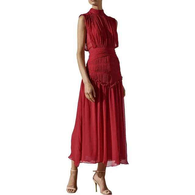 Shona Joy Leonie High Neck Midi Dress Scarlet Red Size 8 - 8 / Red - Dresses
