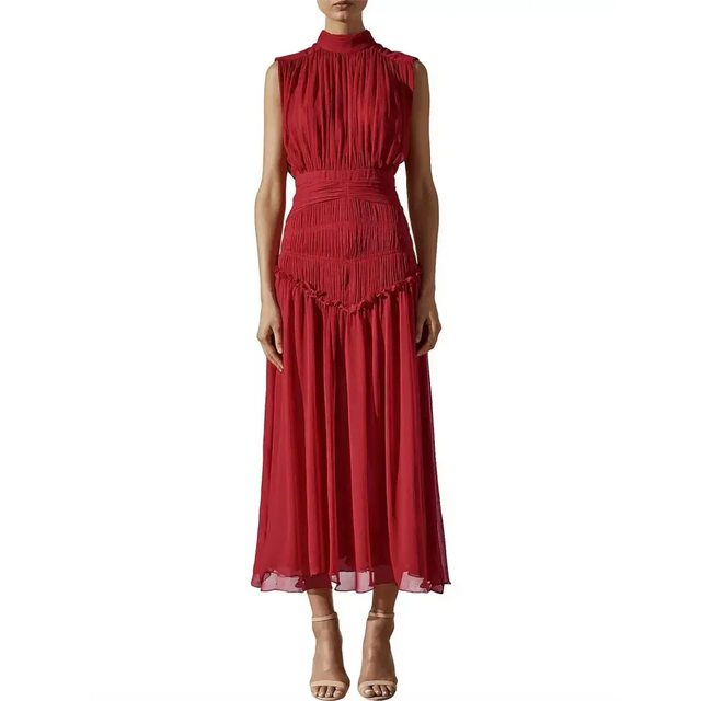 Shona Joy Leonie High Neck Midi Dress Scarlet Red Size 8 - 8 / Red - Dresses