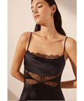 Shona Joy Leticia Silk Cowl Neck Lace Maxi Dress Black Size 6 - 6 / Black - Dresses