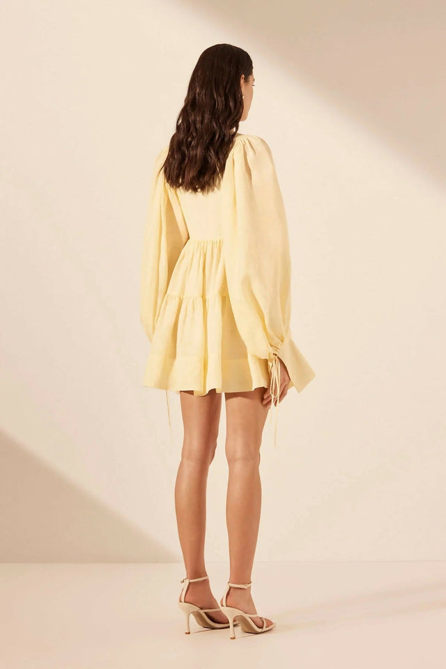 Shona Joy Limon Long Sleeve Mini Dress Size 12 - 12 / Yellow - Dresses