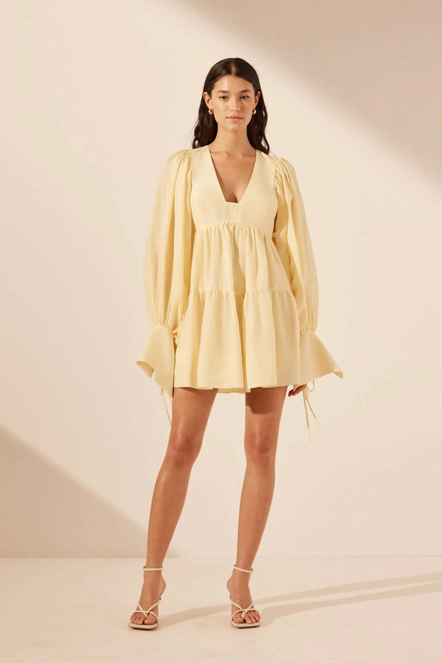 chinese dress ladies Shona Joy - Mona Beaded Long Sleeve Mini Dress