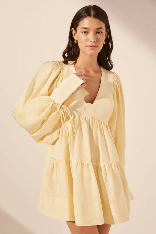 Shona Joy Limon Long Sleeve Mini Dress Size 12 - 12 / Yellow - Dresses