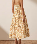 Shona Joy Margarita Linen Tiered Midi Dress - 12 / Print - Dresses