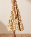 Shona Joy Margarita Linen Tiered Midi Dress - 12 / Print - Dresses