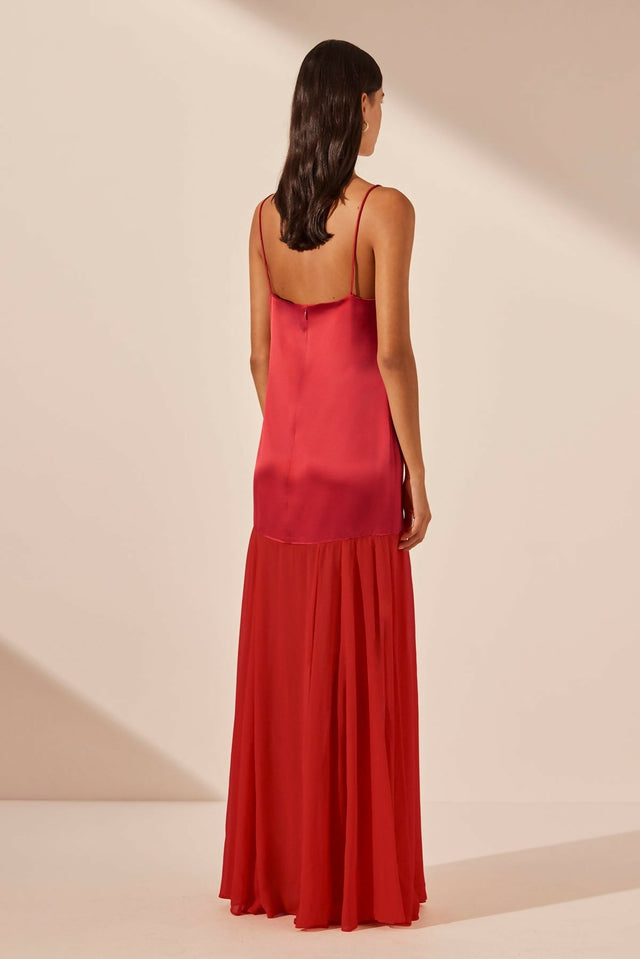 Shona Joy Moraya Dropped Waist Maxi Dress - Chilli | Passion For Fashion