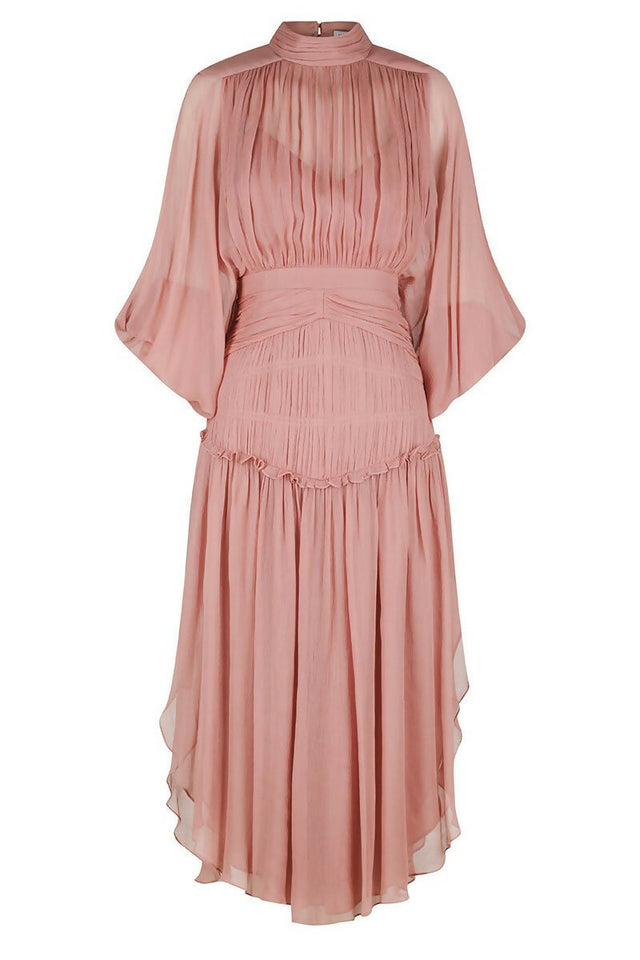 Shona Joy Olympia Long Sleeve Open Back Dress - 14 / Pink - Dresses