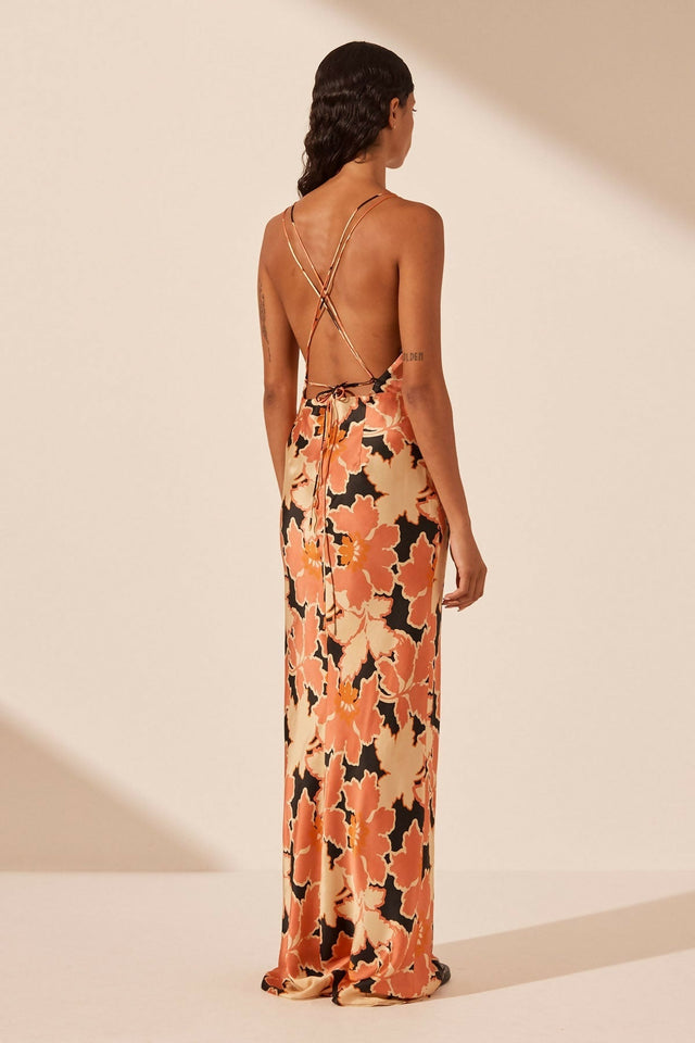 Shona Joy Rosa Silk Plunged Double Strap Maxi Dress - Size 14 - Dresses