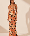 Shona Joy Rosa Silk Plunged Double Strap Maxi Dress - Size 14 - Dresses