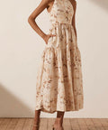 Shona Joy Roxanne Linen Open Back Tiered Dress Size 8 10 & 12 - 8 / Print - Dresses
