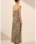 Shona Joy Sana Zebra Silk Strapless Bias Maxi Dress Bone/Chocolate Size 10 - 10 / Print - Dresses