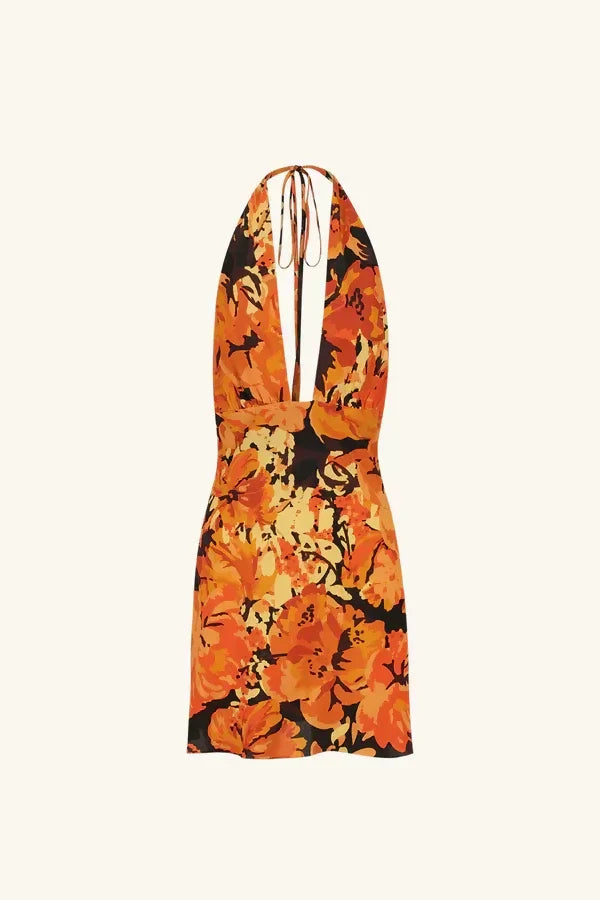 SANTOS-SILK-PLUNGED-HALTER-MINI-DRESS