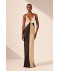 Shona Joy Sofia Contrast Double Strap Maxi Dress in Black/Multi Size 10 - 10 / Multi - Dresses