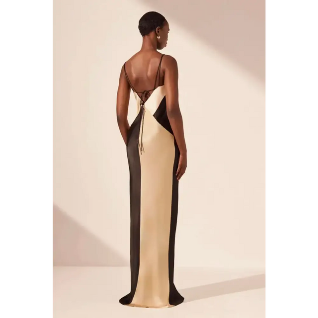Shona Joy Sofia Contrast Double Strap Maxi Dress in Black/Multi Size 10 - 10 / Multi - Dresses