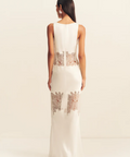 stratus plunged lace panelled maxi dress
