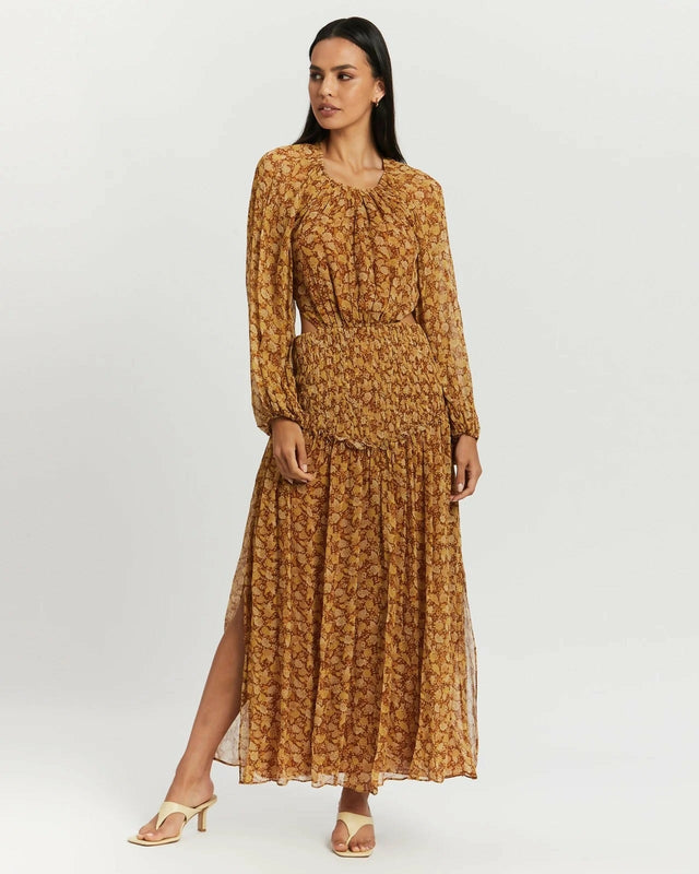 Shona Joy Sunset Cut-Out Dress in Turmeric - 8 / Yellow - Dresses