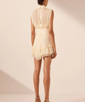 Shona Joy Victoria Sleeveless Ruched Mini Dress Cream - Dresses