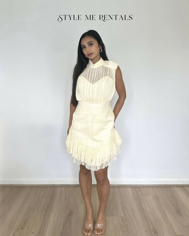 Shona Joy Victoria Sleeveless Ruched Mini Dress Cream - Dresses